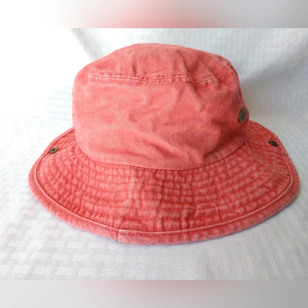Port Aransas Sun Hat Embroidered by Lucky 7 USA Large / XL Pink Cotton Packable